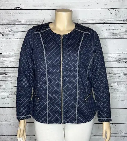 cj banks  NWT Size X 14W Blue & White Zip Front Knit Jacket