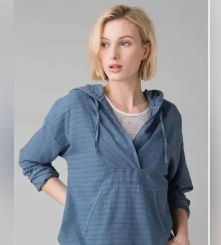 prAna Farin Pullover Nickel Blue Long Sleeve Hooded Small Womens S