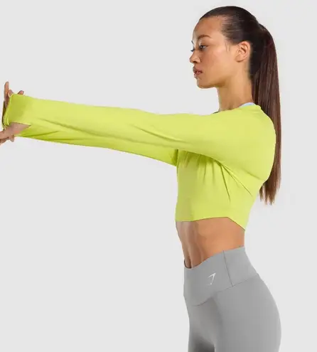 Gym Shark Neon Green Long Sleeve Crop Top 