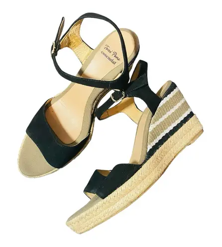 TONI PONS Wedge Espadrilles Black Size 10