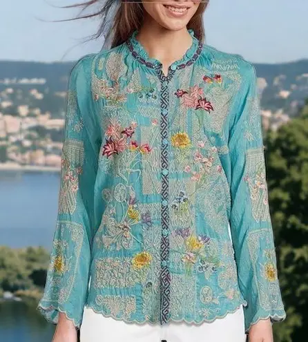 Johnny Was heavily embroidered “Albee” blouse NWT