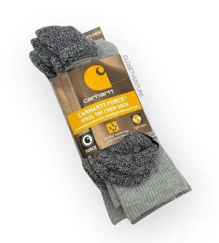 Carhartt  Force Steel Toe Grey Cushioned 2 Pairs Crew Socks Women’s Medium