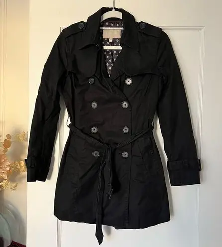 Banana Republic  Black Double Breasted 100% Cotton Trench Coat Size XSmall EUC