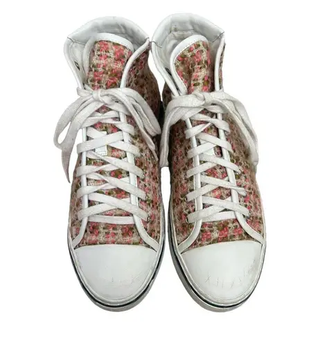 Saint Laurent MALIBU Bedford Tweed & Leather Sneaker size 40 / 9 pink white