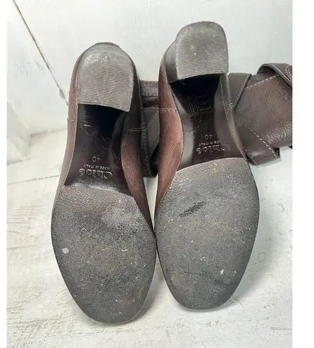 Chloé Paddington Leather Wrap Around Strap Mid Calf Boots Brown Women's 40 / 9