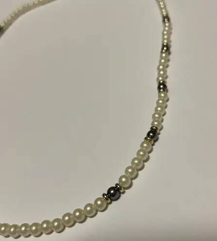 Monet Women’s Signed  Beaded Necklace Gold Tone Faux Pearl Bead