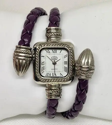 Uss women watch quartz analog 24mm silver purple tone Bracelet Snake running