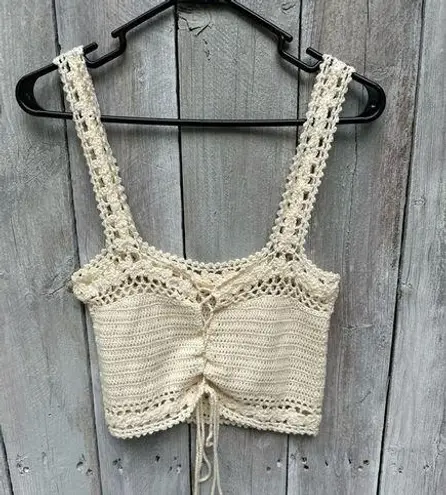 Juniors Sky & Sparrow Crochet Lace Front Cropped Tank Top Size Extra Large