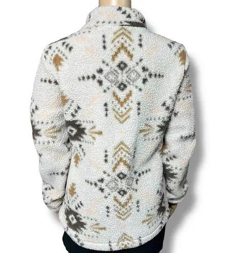 Avalanche Womens Full Zip Sherpa Fleece Jacket Sweatshirt Aztec Print Medium