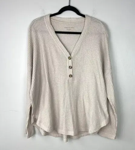 American Eagle Soft & Sexy Waffle Henley Shirt Long Sleeve Oversized Size Large