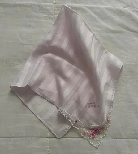Pink floral embroidered strip print bandana 0665