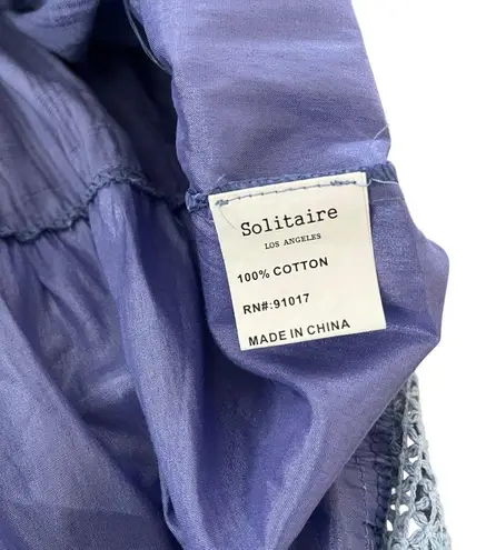 Solitaire Crochet Top Smocked Ombré Tiered Ruffle Dress Boho Chic, Sz M