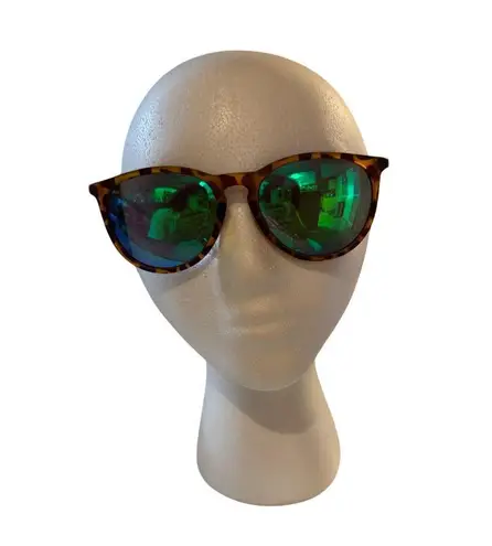 Tortoise Shell Frame Green Mirror Lens Unisex Sunglasses