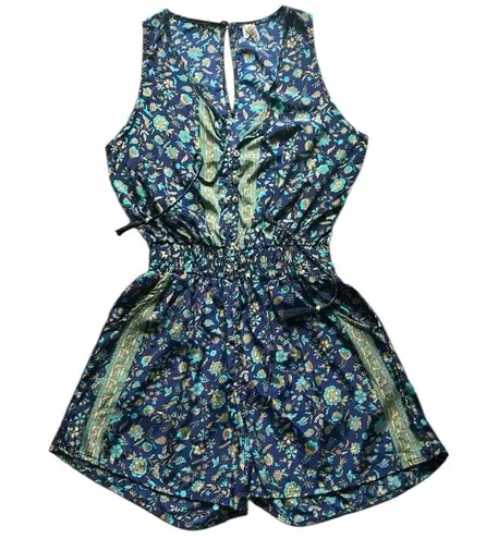 Evereve RAGA Floral Sapphire Blueprint Romper Size XS NWT