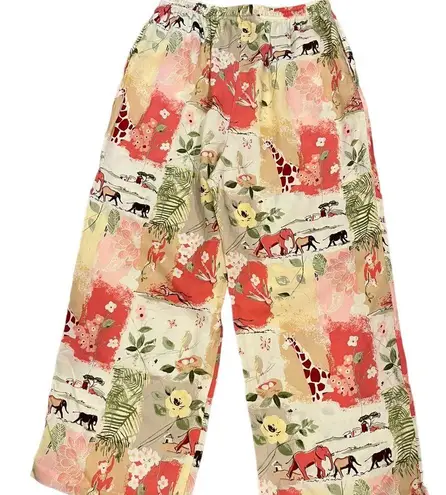 Amy K Su Sport Safari Animals Colorful Drawstring Lounge Pajama Pants Sz M Yellow Size M