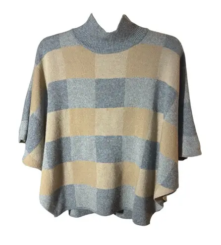 NOTE Di ANITA Sweater Turtleneck OneSz GrayPlaid MerinoCashmere PonchoCheckITALY Gray Size undefined - Image 1