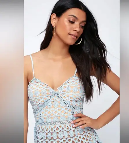 Beauty & Lace Light Blue Crochet Mini Dress