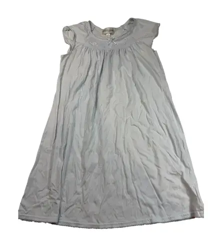Miss Elaine Petites Light Blue Cotton Blend Sleeveless Nightgown Size PS