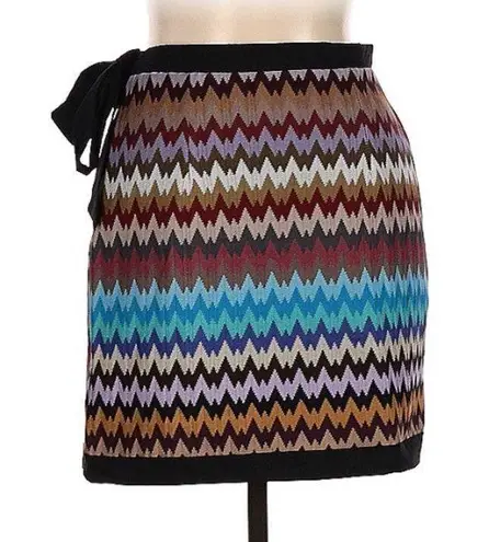 Reclaimed Vintage Wrap Mini Skirt Chevron Pattern Colorful Multicolored Retro 10