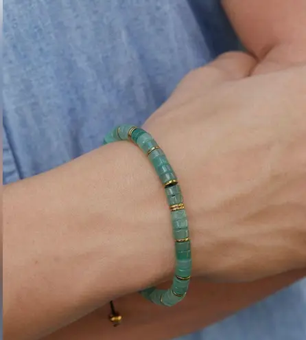 NEW! Savvy Cie Jewels Jade Adjustable Slider Bracelet Green