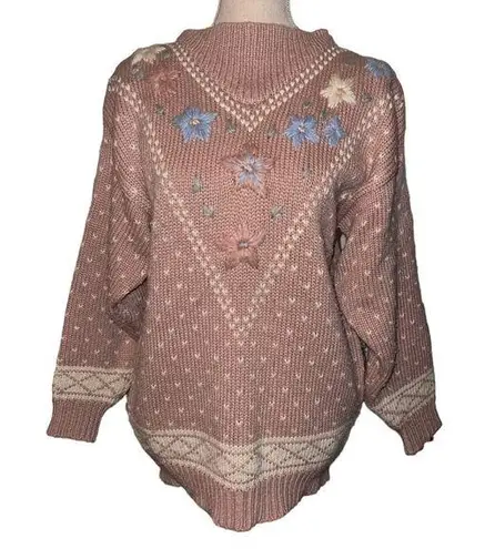 Vintage Melbourne Elements Hand Knit Women Sweater Size Large Please Read! Pink
