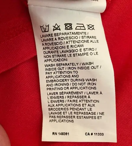 PINKO Italy Daphne Believe In Yourself Tee Hot Pink Embellished Womens Small NEW