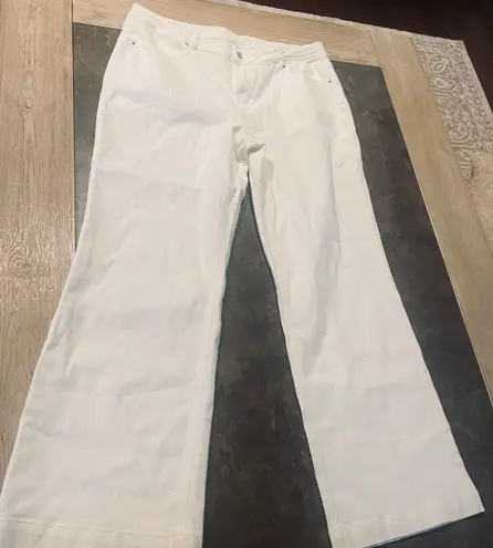Womens Flare Jeans High Waisted Wide Leg Baggy Jean for Women Stretch Denim Pants White Size 18
