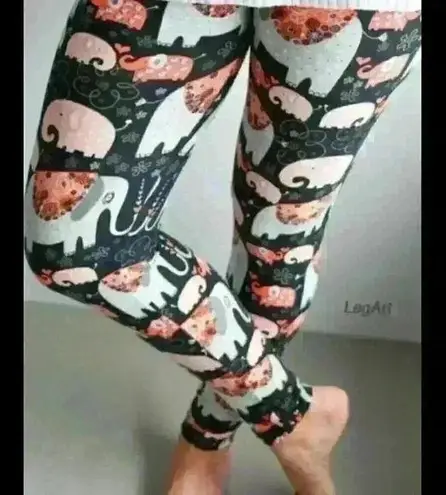 Leggings Depot Elephant and Babies with heart and flowers Leggings Size 8-22
