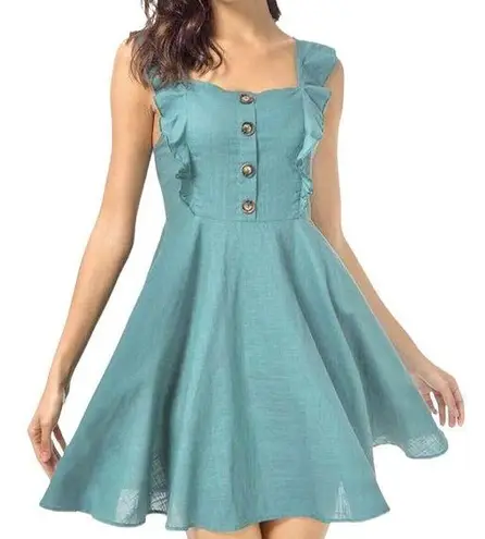 A Byer A. BYER Womens Dress Size XL Ruffle Smocked Mini CoastalCow Girl Cottagecore