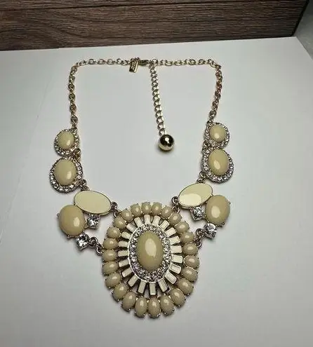 Kate Spade Capri Garden Bib Statement Cream Rhinestone & Enamel Necklace Gold