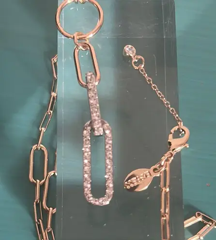 EXPRESS Gold Tone Paperclip Link Chain and Silver Tone Rhinestone Charm Necklace - Image 5