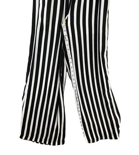 New York Co Jumpsuit Womens XS Black White Striped Off Shoulder Wide Leg Modern