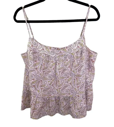 J. Crew Ruffle Tank Top Pink Paisley Large AZ770 NWT Babydoll Cami Y2K Fairy