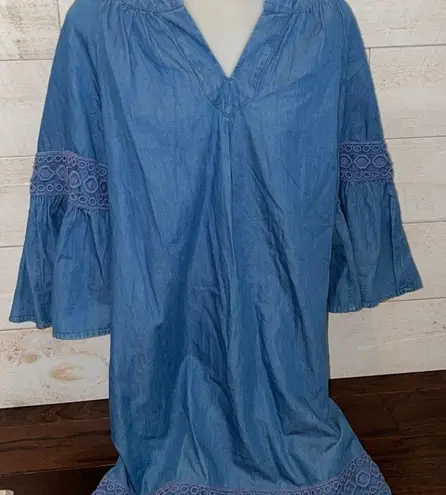 Crown & Ivy NEW  Chambray Boho Bell Sleeve Dress