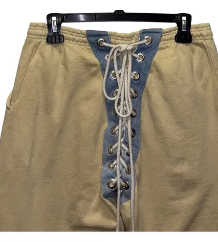 Samaria Leah Nicki Sweats Jogger Pants Oat Denim Lace