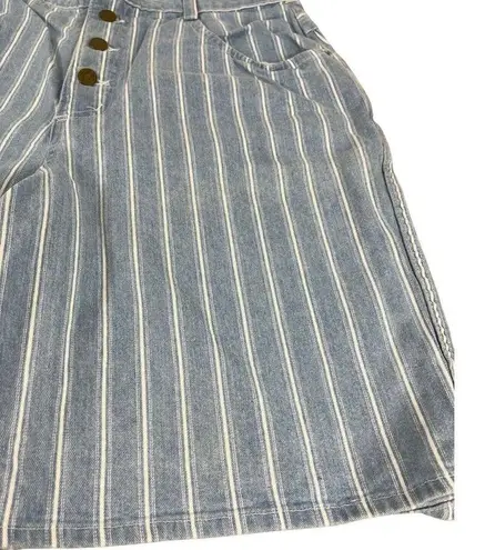 VTG Stuffed Shirt 90s Mom High Waist Striped 4 Button Denim Shorts 13/14