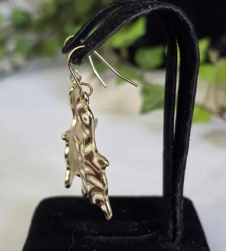 Vintage Brown with White Zebra Print Necklace And Earrings Set