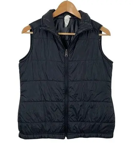 Champion  Sz Small Puffer Vest Black Zip Up Quilted Vest Pockets Womens Outerwear