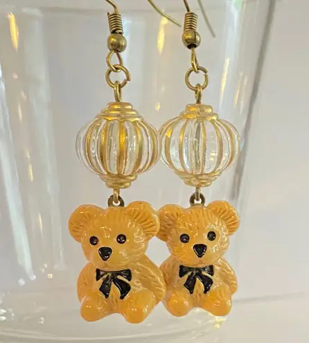 Handmade Antique retro style teddy bear dangle earrings❤️