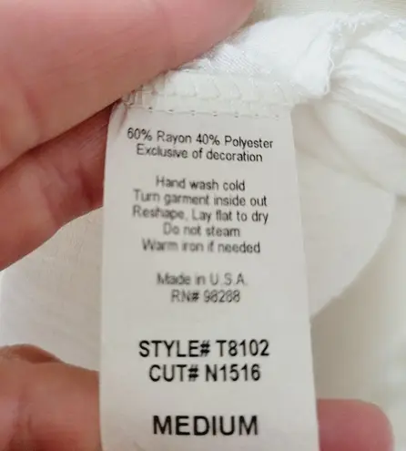 Cal Style white rayon blend guaze off shoulder blouse size medium