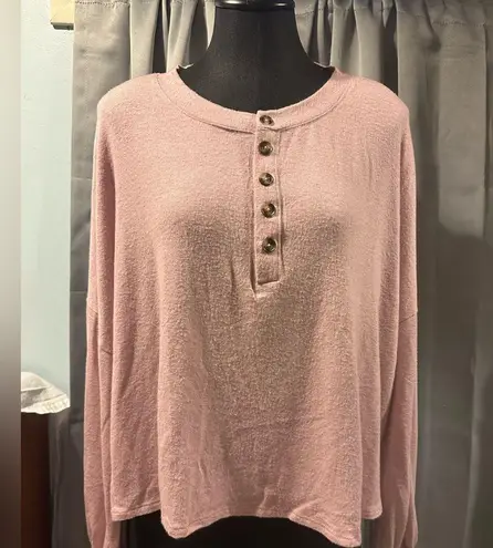 Midnight Bakery Blair Hacci Pajama Top Women's XL Pink Long Sleeve Pull On