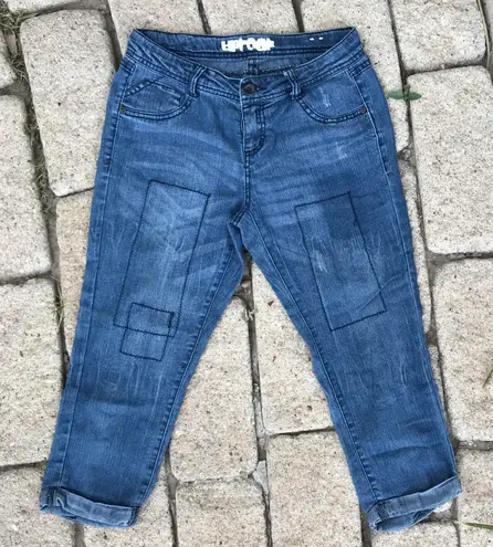 Uproar denim embroidered patchwork capri pants