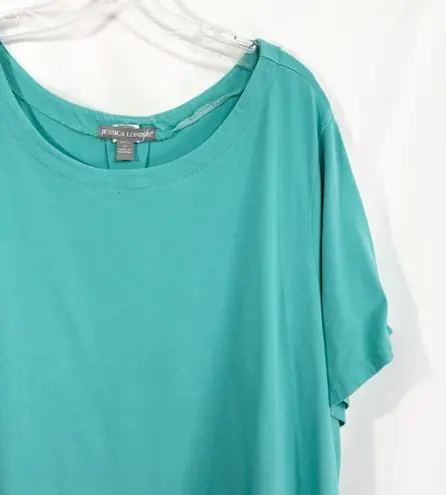 Jessica London 30W 32W Top 3X Green Short Sleeve Tee Swing Trapeze A Line 790