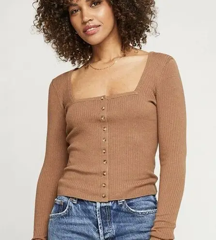 Gentle Fawn Brown Fitted Ribbed Sweater