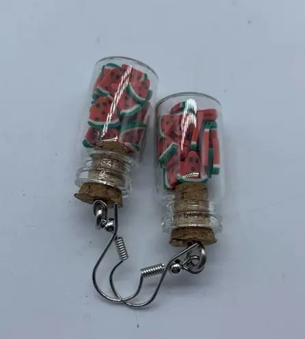 NEW Watermelon slices in mason jar fashion earrings
