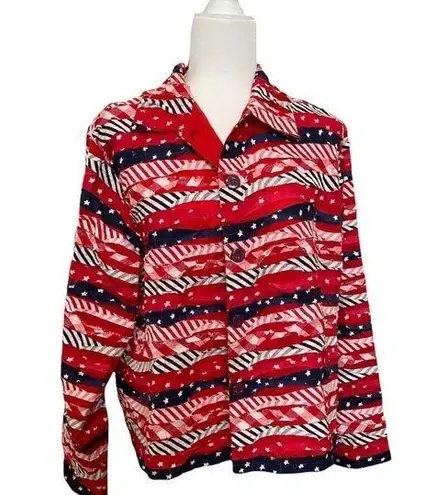 Vintage Keren Hart Red White Blue Jacket perfect for July 4th celebration Size L