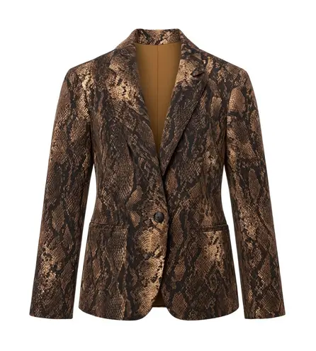 Elie Tahari Rare Snakeskin Print Blazer Size 10 Brown Lined Jacket Retail $298