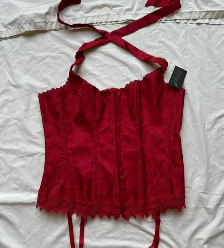 Frederick's of Hollywood NWt (new with tags) frederick’s of hollywood red fully adjustable paisley satin floral corset