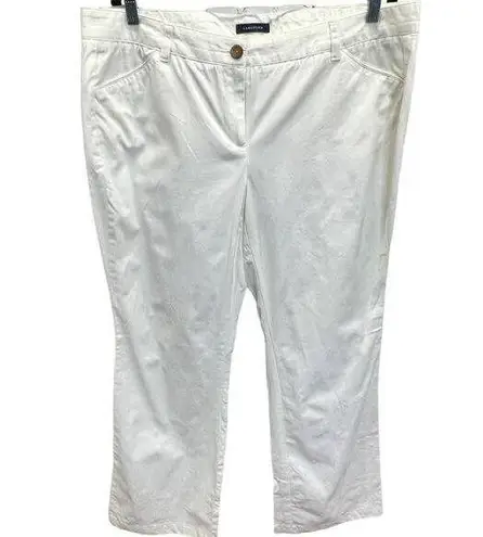 Lands' End Cropped Pants Flat Front Crop Leg Pocket Cotton Basic White Size 16