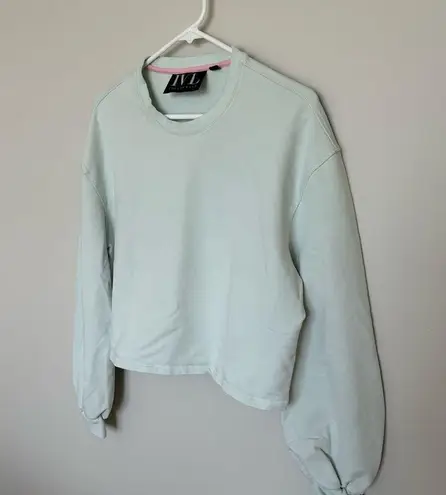Women’s IVL COLLECTIVE Mint Cropped Sweater, Long Puff Sleeve, Size 10 Green